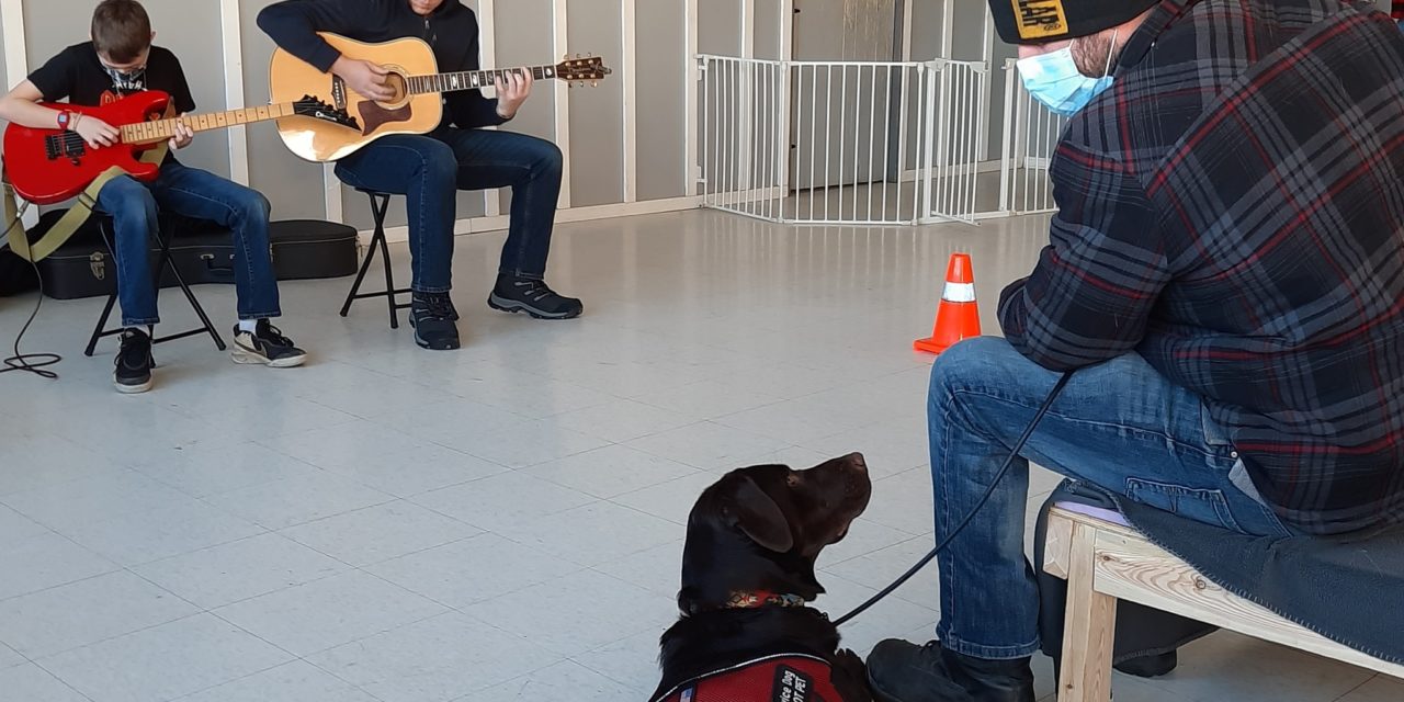 Service Dogs in Training learn about live music